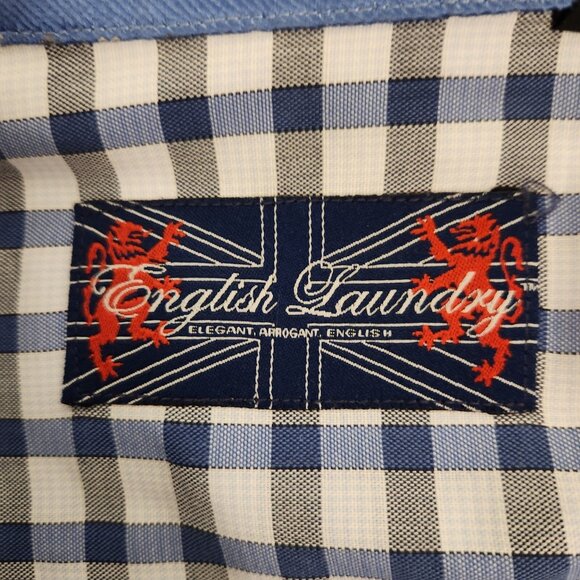 English Laundry Shirt Long Sleeve Button Up Flip Cuff Mens Size 15.5 32/33 - Picture 16 of 16
